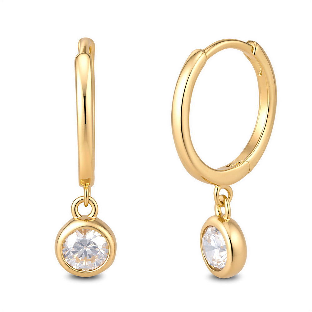 925 Sterling Silver Wind Design Hanging Earrings Wind Inlaid Single Zircon