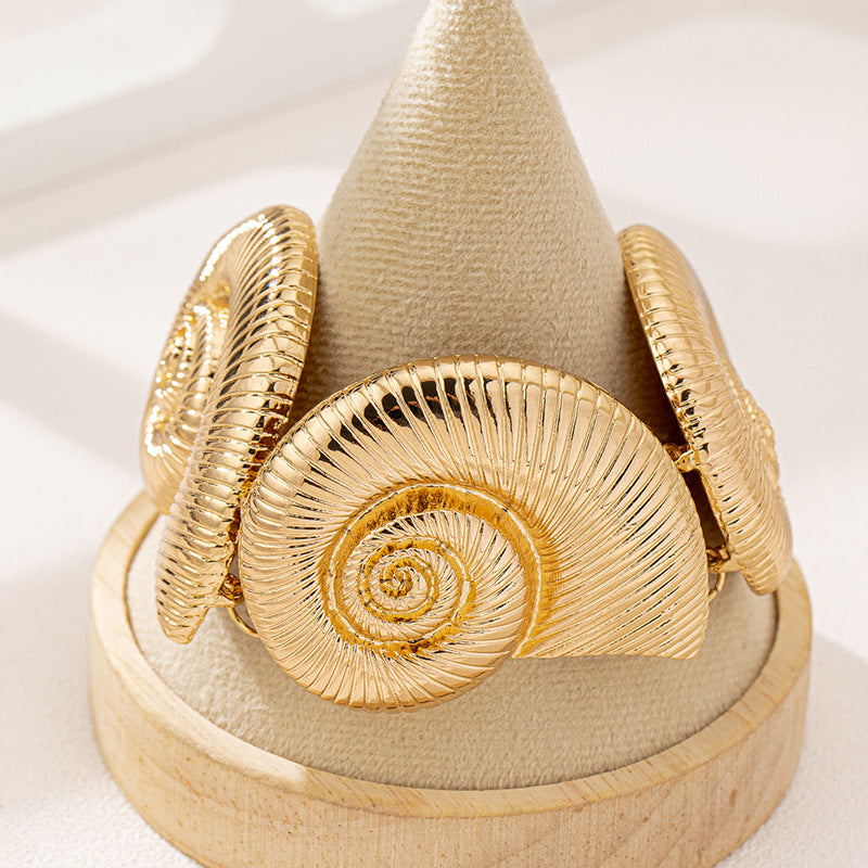 Stylish Metal Spiral Circle Bracelet for Women by Planderful