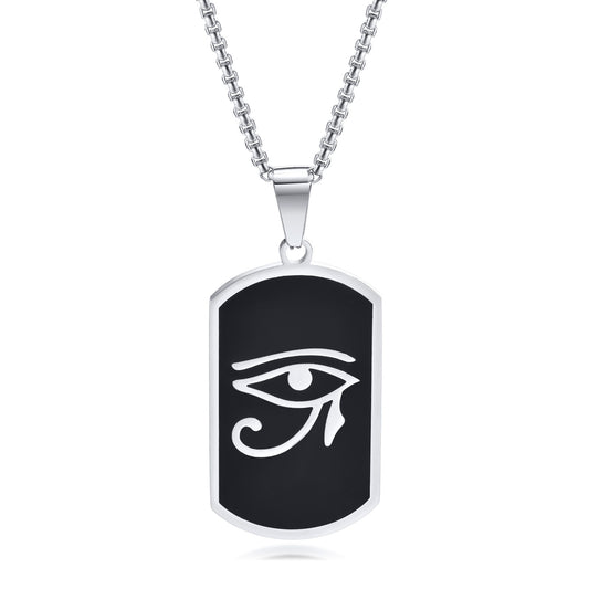 Men's Tag Necklace Stainless Steel Eye of Horus Pendant