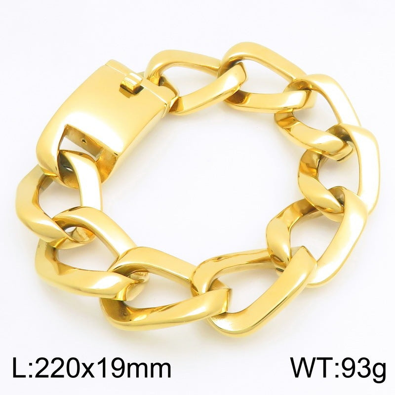 Hip-Hop Cool Tone Metal Texture Square Line Cuban Chain Bracelet Vacuum Plating