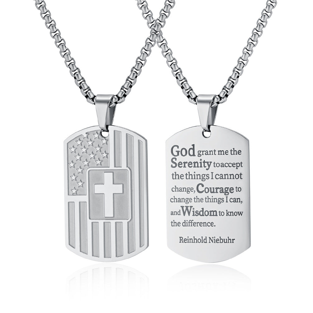 American Flag Cross Necklace - Elegant Military Pendant for Men