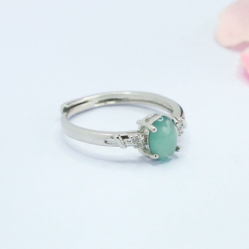 Blue-Water Jadeite Interwoven Ring