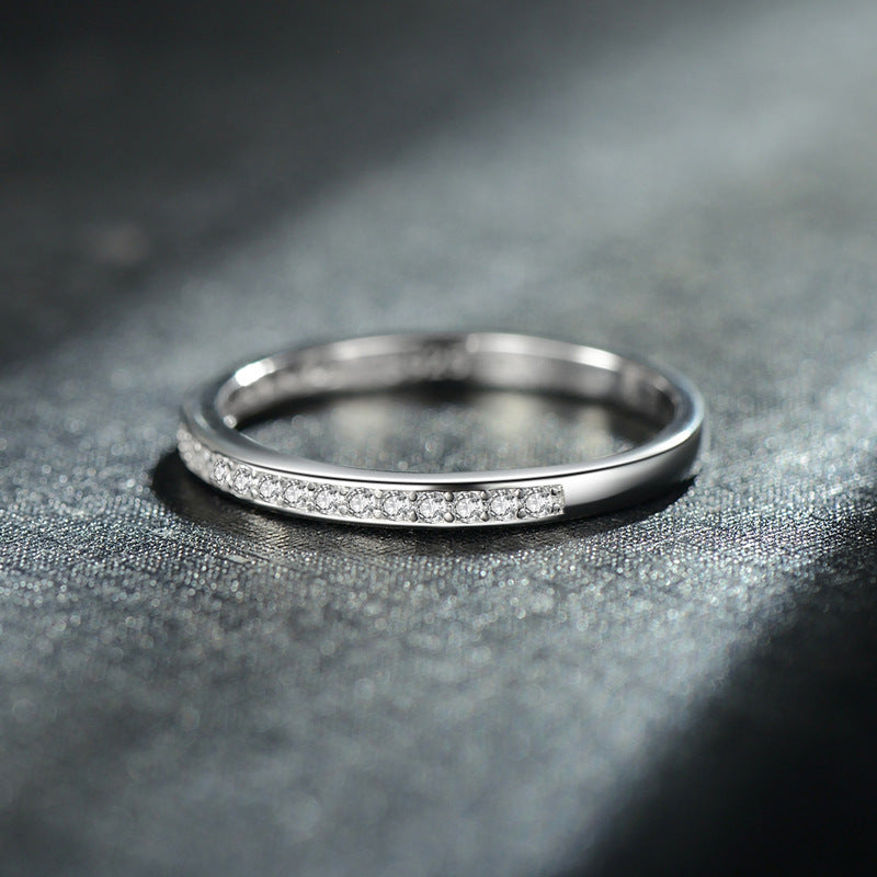 Sterling Silver Layered Band Zircon Ring - Japanese and Korean Style Instagram Trend