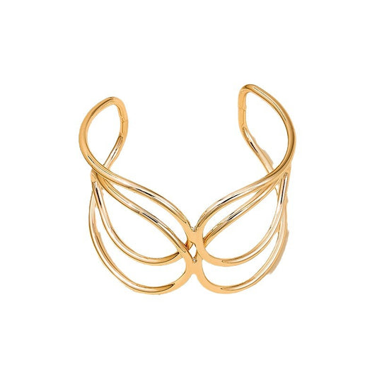 Punk Chic Open Bangle with Ethnic Line Design