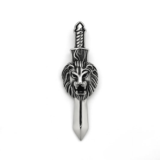 Steel Necklace – Statement Lion Head Pendant