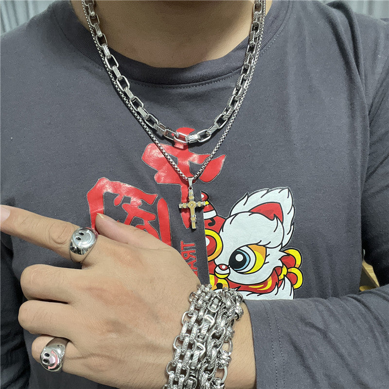 Personalized Retro Titanium Steel Cross Pendant Necklace for Men - Trendy Stainless Steel Jewelry