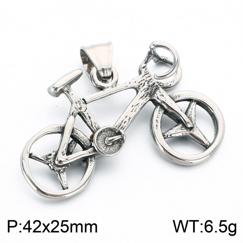 Hip Hop Punk Titanium Steel Motorcycle Pendant Motorcycle Bike Racing Men's Stainless Steel Necklace