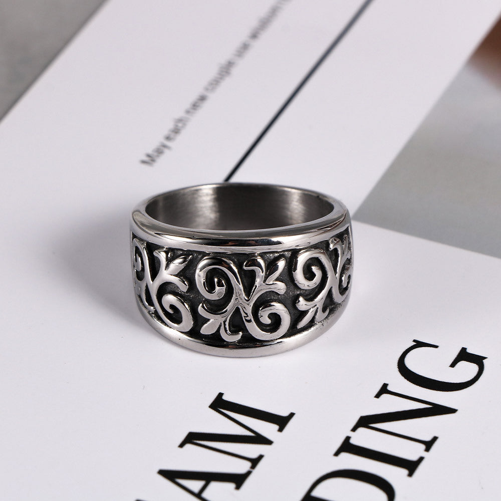 Personalized Retro Titanium Steel Ring for Men - Trendy Rock Style Nightclub Jewelry