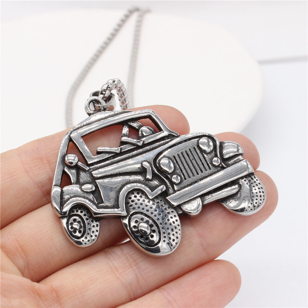 Planderful Titanium Steel Pendant Unisex Retro Off Road Vehicle Personalized Jewelry For Men And Women