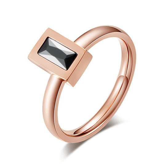 Rose Gold Zircon Women's Ring – Women's