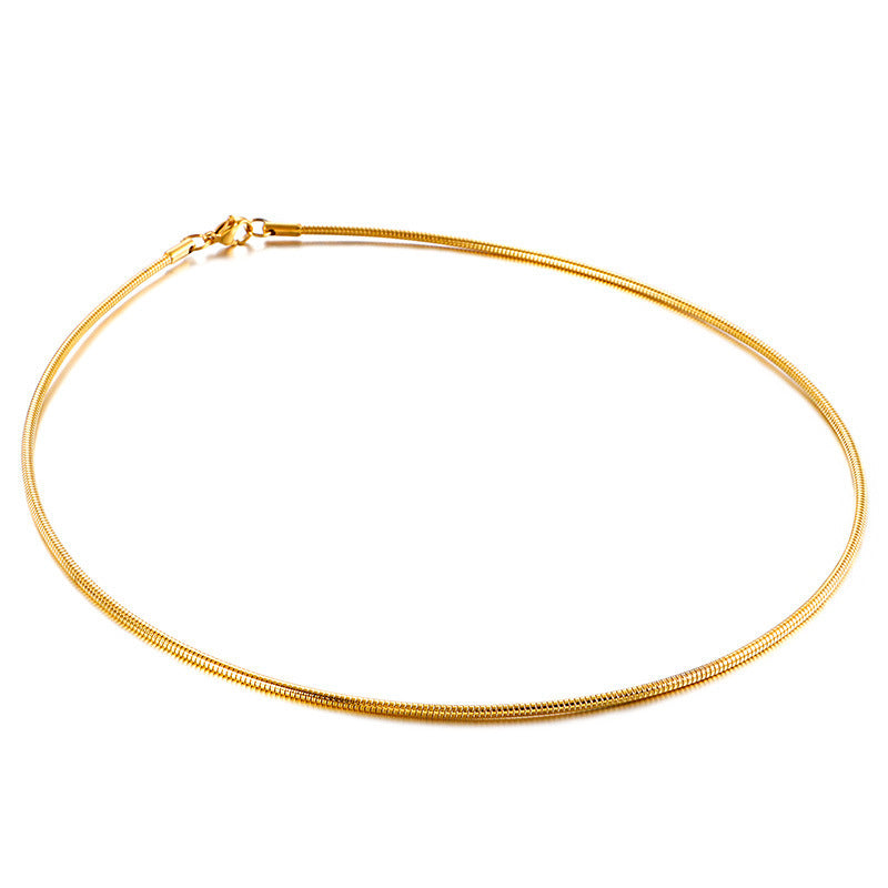 Round Stainless Steel Snake Bone Collar – Minimalist Gold Women's Necklace