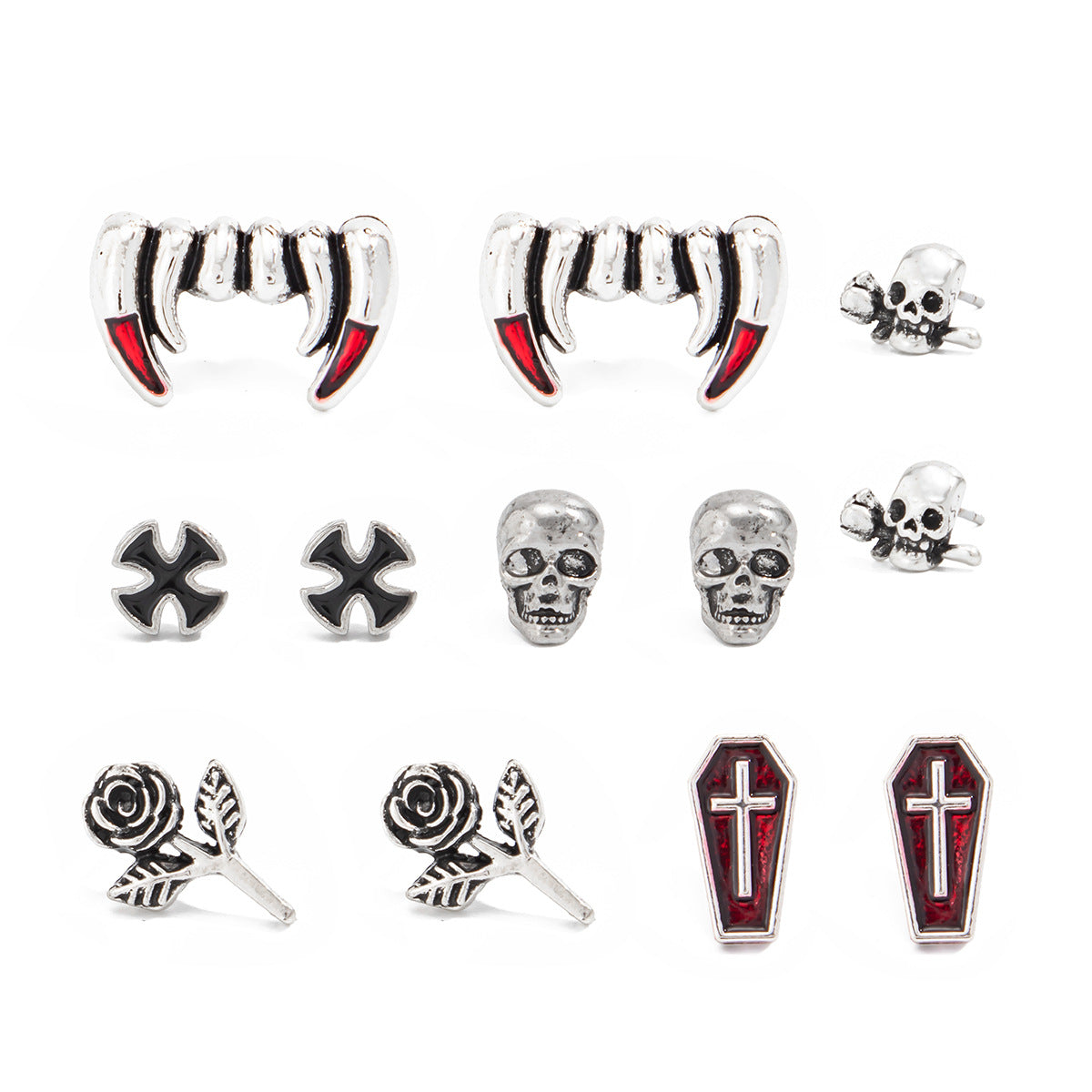 Planderful Vienna Verve Skull Cross Stud Earrings For Halloween Enthusiasts Gothic Statement Jewelry