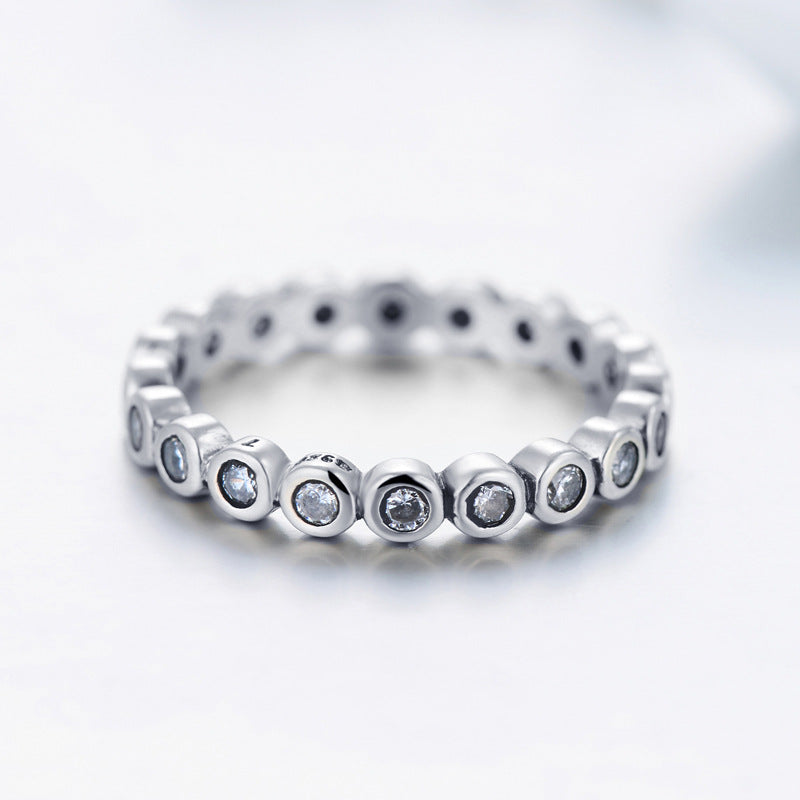 S925 Sterling Silver Zircon Stackable Ring - Korean Style Wholesale Jewelry