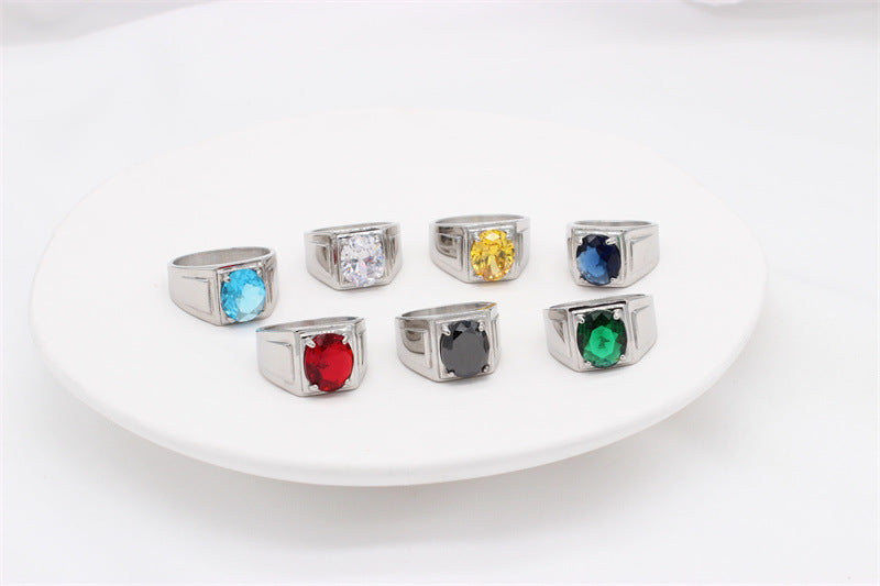 Planderful Zircon Ring Unisex Titanium Steel Jewelry For Men And Women Everyday Genie Collection
