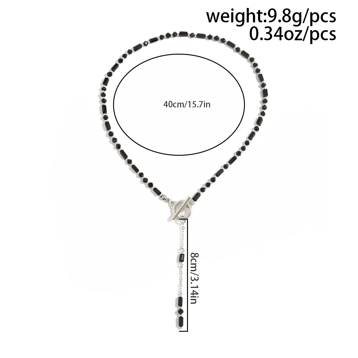 Black Crystal-Style Toggle Y-Necklace