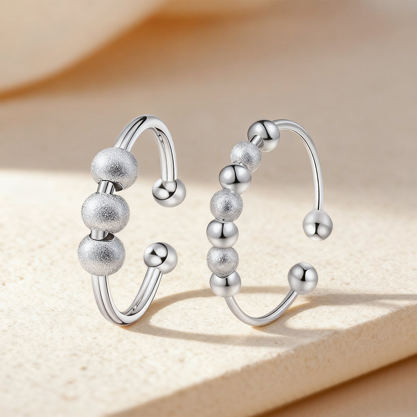 Planderful Rotatable Bead Ring For Anxiety Relief Adjustable Unisex Jewelry Calming Accessory For Men Women