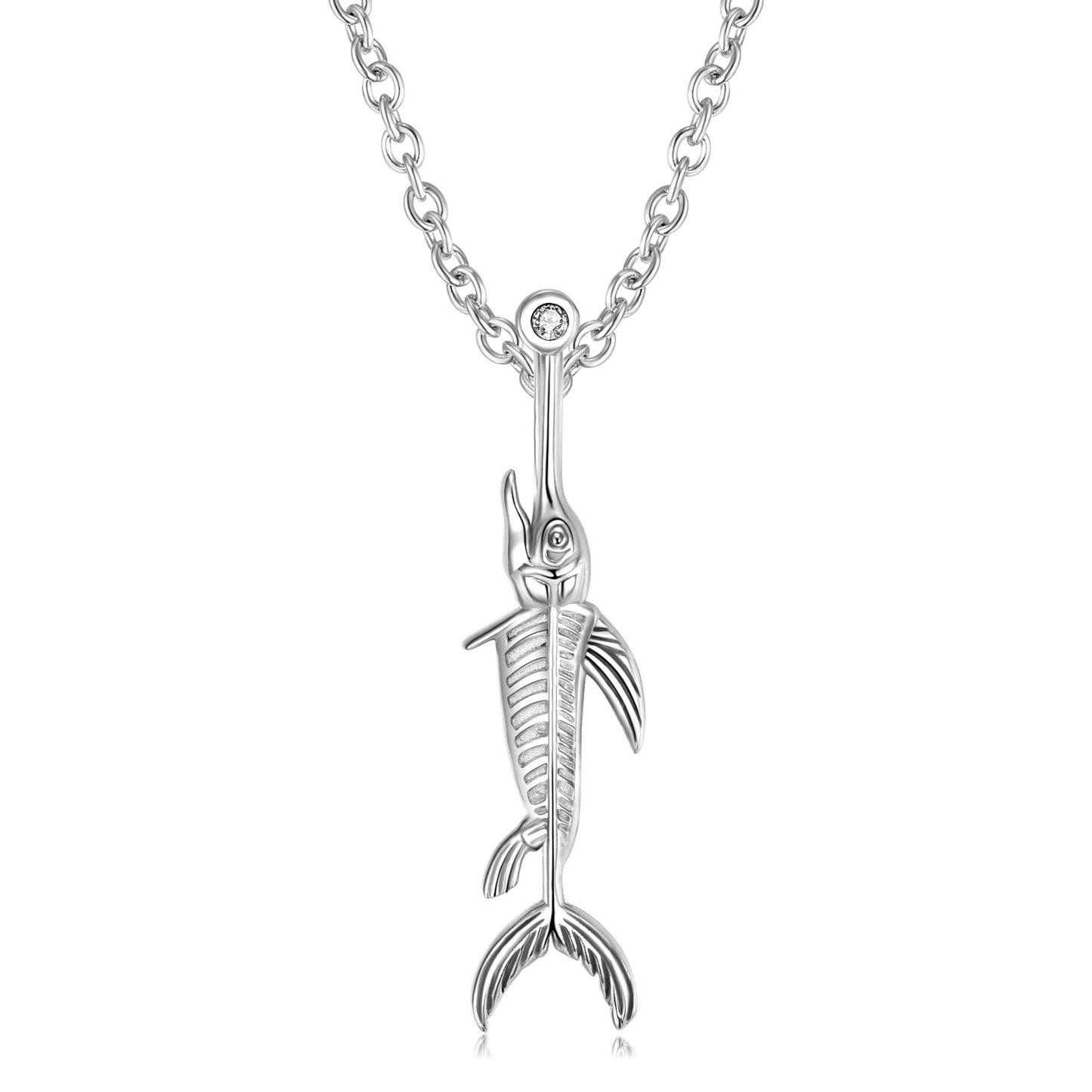 Swordfish Bone Pendant Silver Necklace