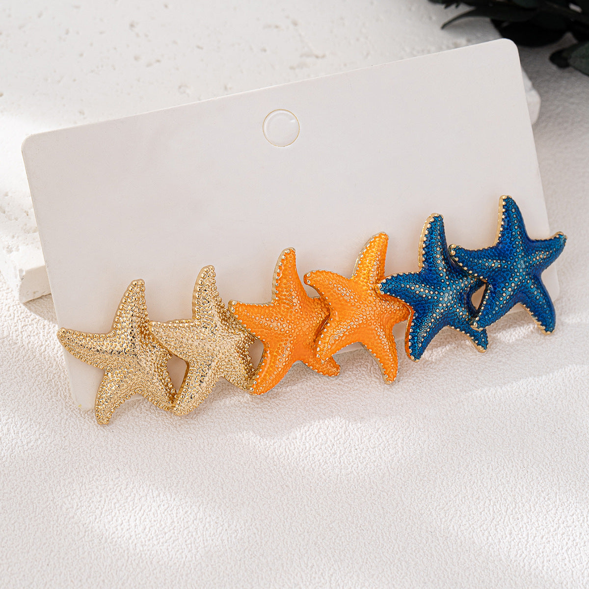 Planderful Vienna Verve Starfish Stud Earrings Set – Vibrant Dopamine Color Design