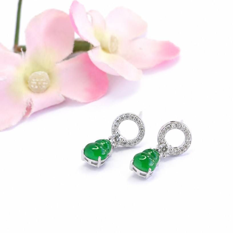 Jadeite Gourd 925 Silver Drop Earrings
