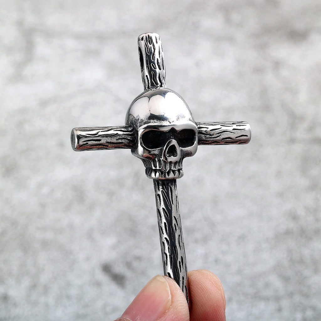 Punk Skull Cross Stainless Steel Men's Pendant Necklace