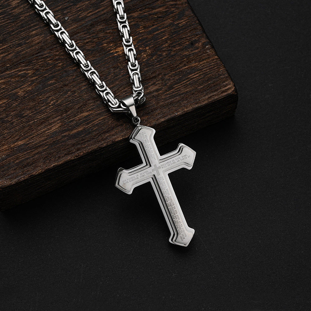 1. Planderful Men's Stainless Steel Cross Necklace Multi Layer Hip Hop Pendant Chain Premium Gift