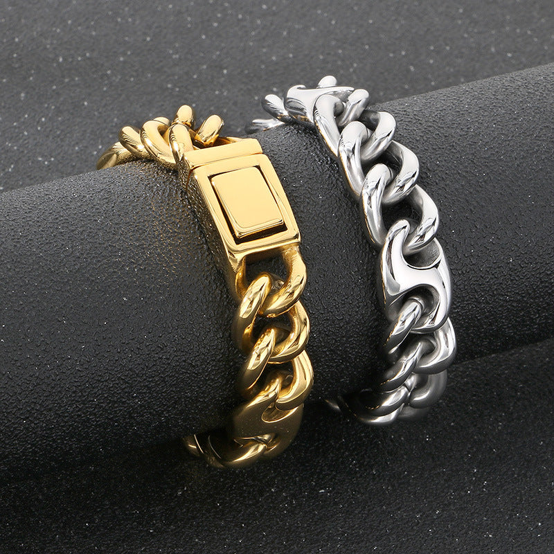 Planderful Men's Hip Hop Stainless Steel Cuban Bracelet