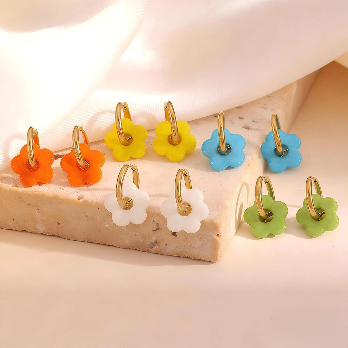 Stainless Steel Floral Earrings