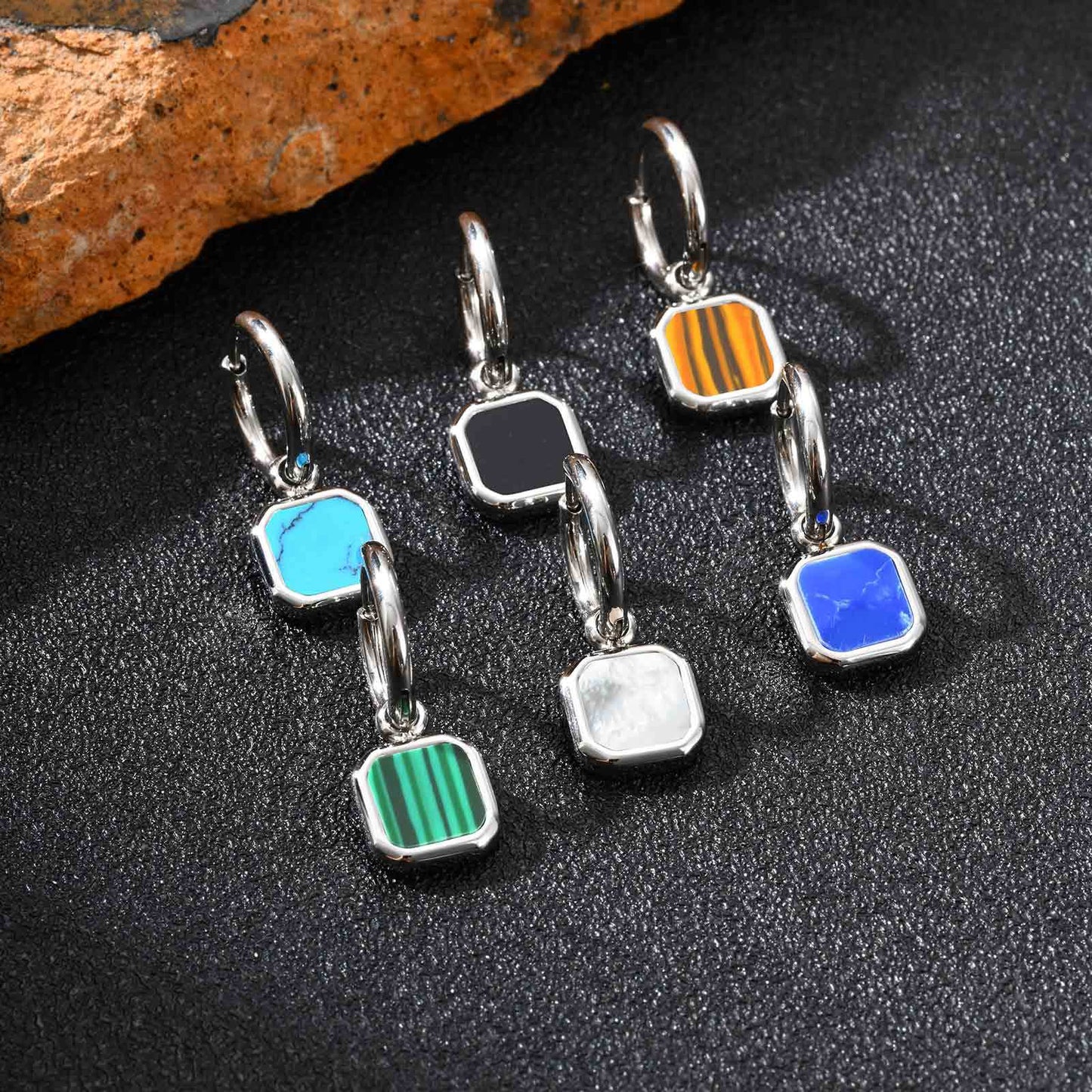 Planderful Stainless Steel Earrings Unisex Bold Tiger Eye