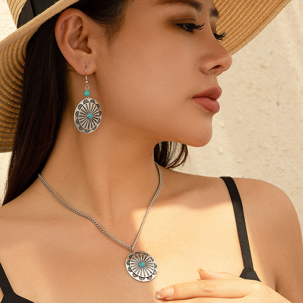 Turquoise-Style Palm Tree Jewelry Set