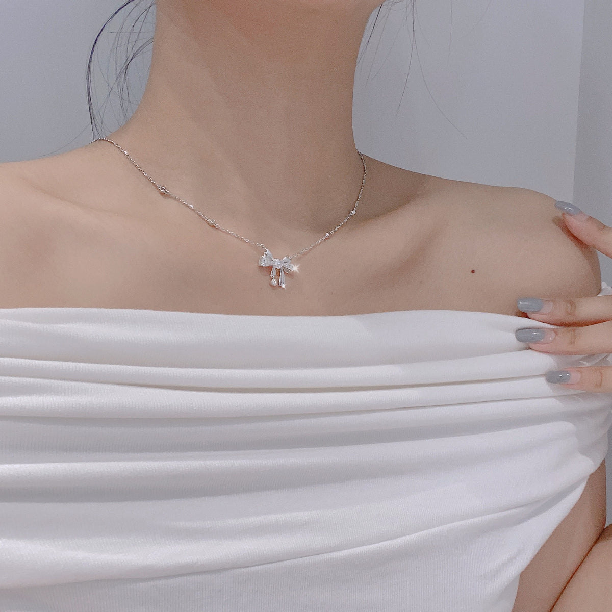 Bow Female S925 Sterling Silver Women's Pendant Necklace