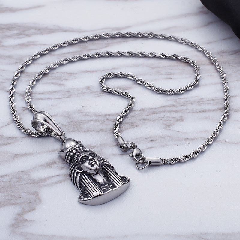 Stylish Titanium Steel Egyptian Pharaoh Pendant for Men