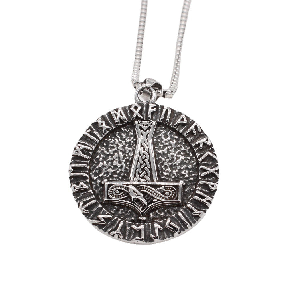 Viking Hammer Pendant Mjolnir Titanium Steel Necklace For Men Unisex Protection Statement Planderful