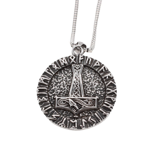 Viking Hammer Pendant Mjolnir Titanium Steel Necklace For Men Unisex Protection Statement Planderful