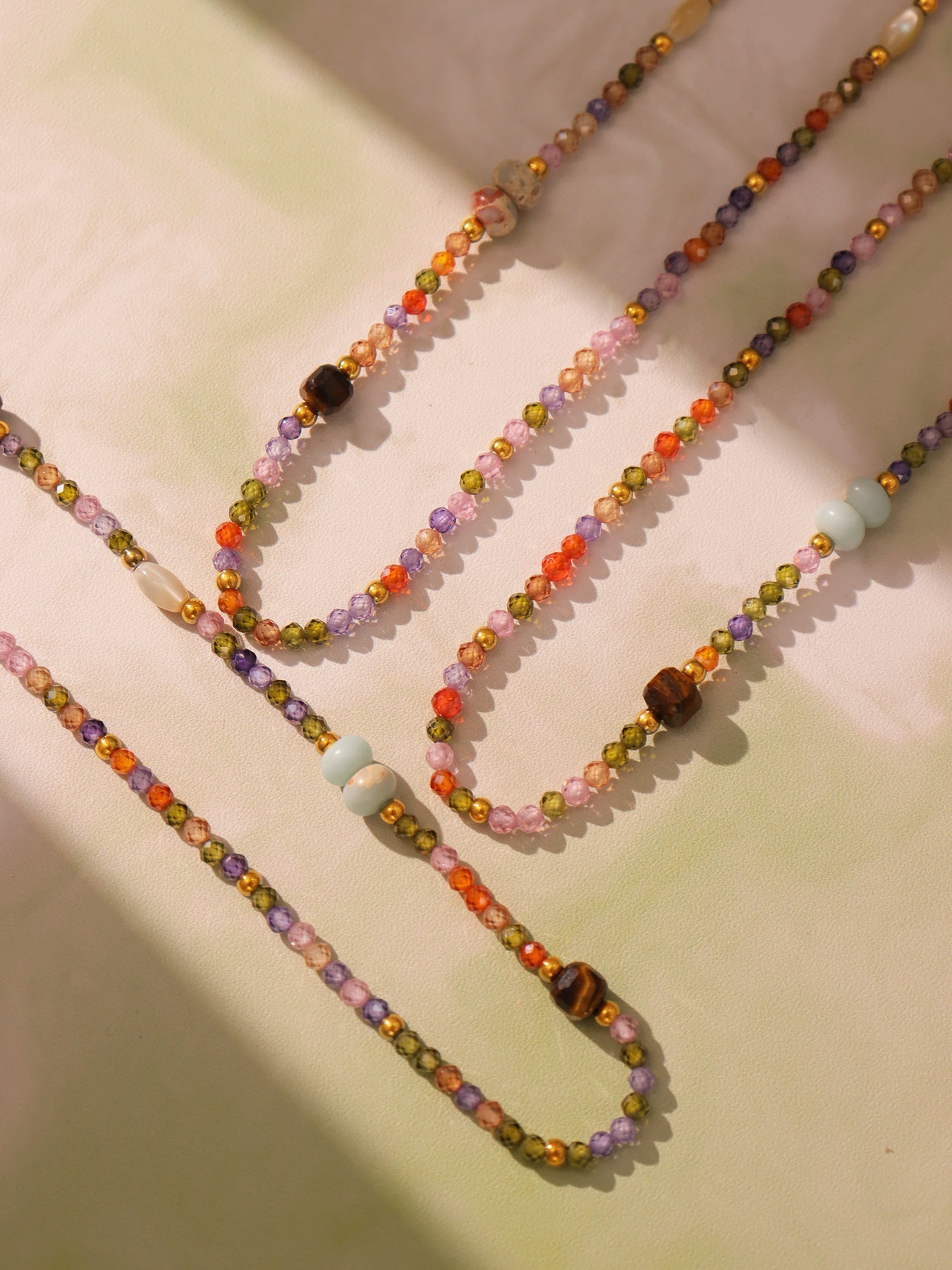 Planderful Collarbone Necklace Tiger Eye Zircon Women