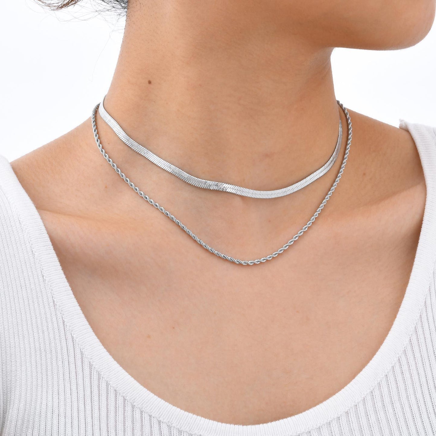 Stainless Steel Blade Chain Twist Chain Double Steel Gold Necklace