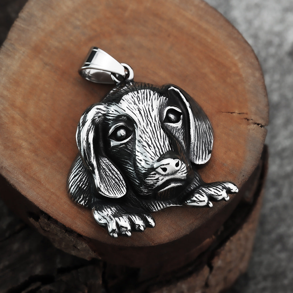 Vintage Pet Stainless Steel Men's Pendant Necklace