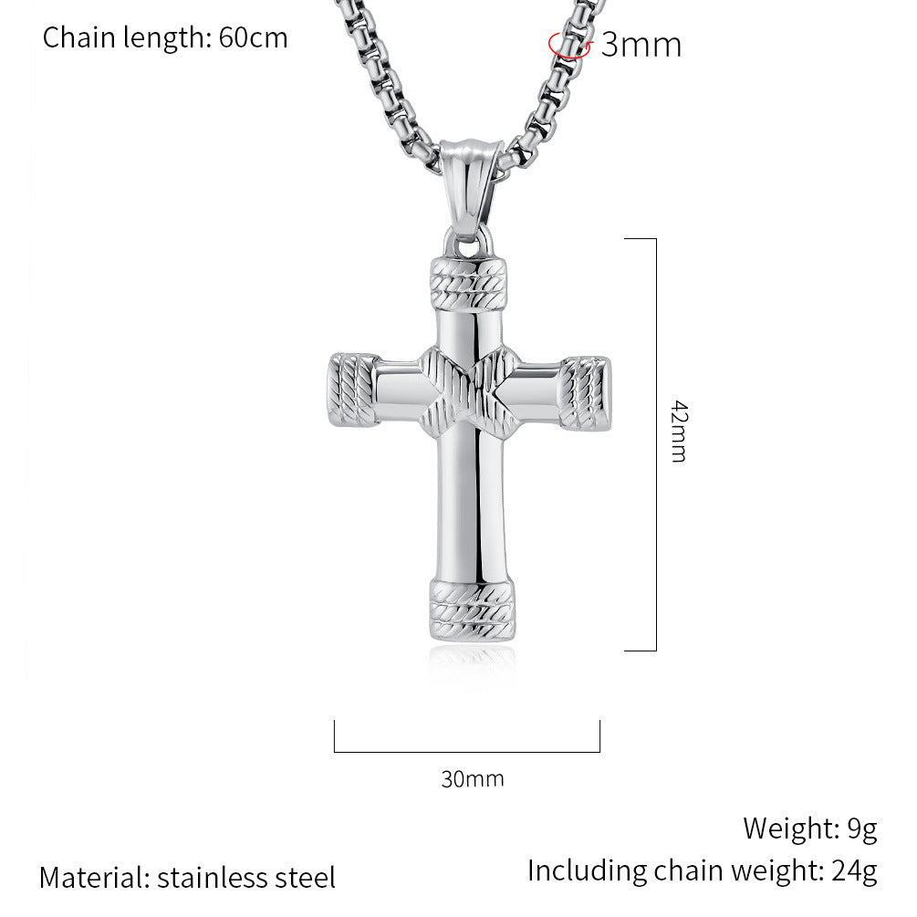 Planderful Rope Knot Cross Necklace Titanium Steel For Men Personalized Trend Jewelry