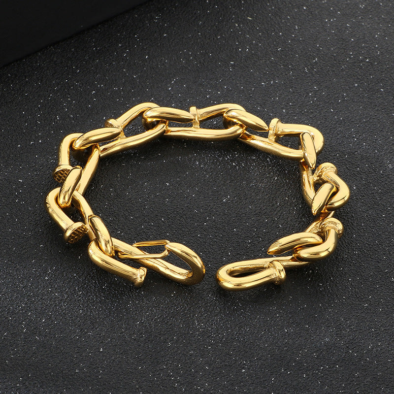 Planderful Everyday Genie Men Gold Plated Rivet Bracelet