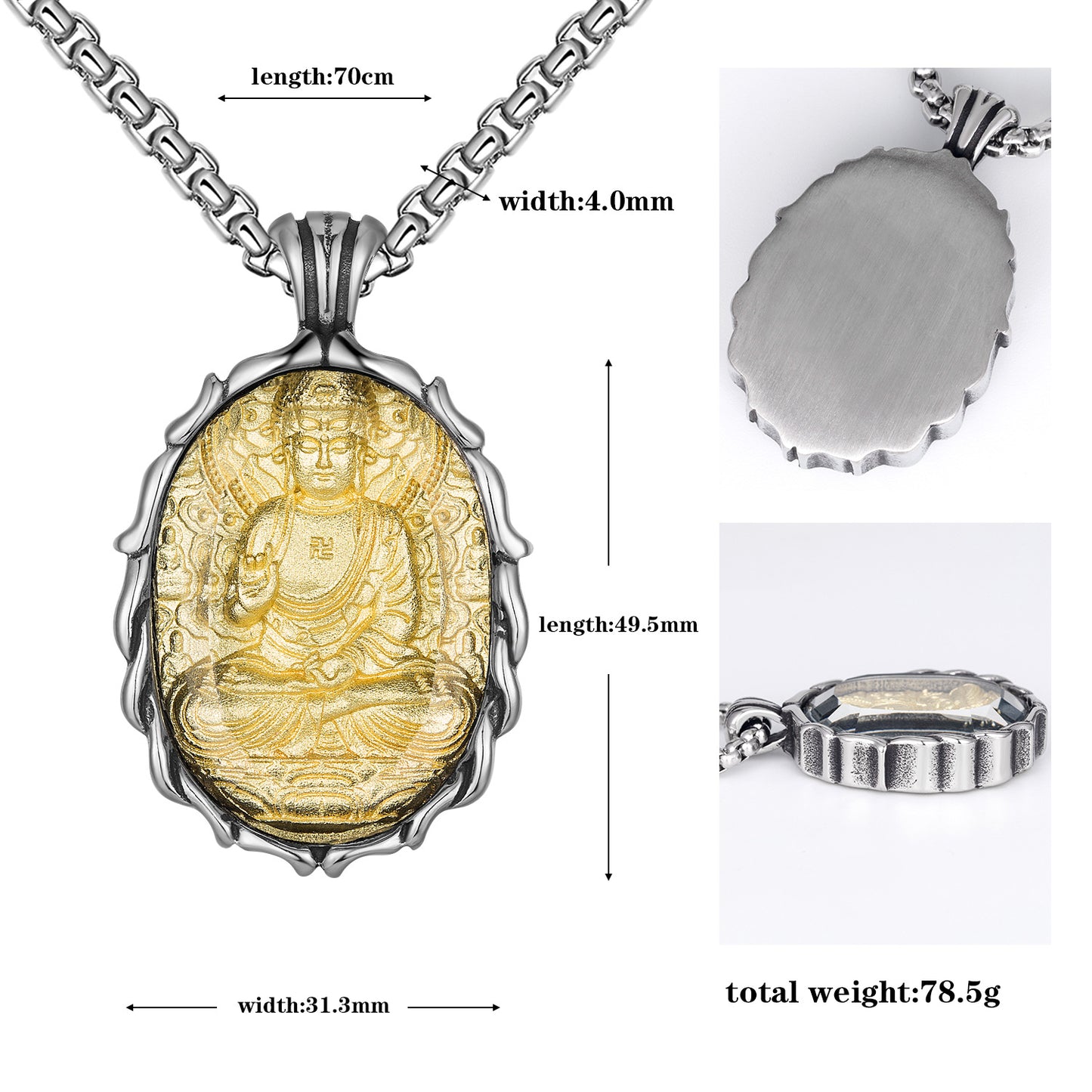 Stainless Steel Necklace – Statement Buddha Pendant For Men