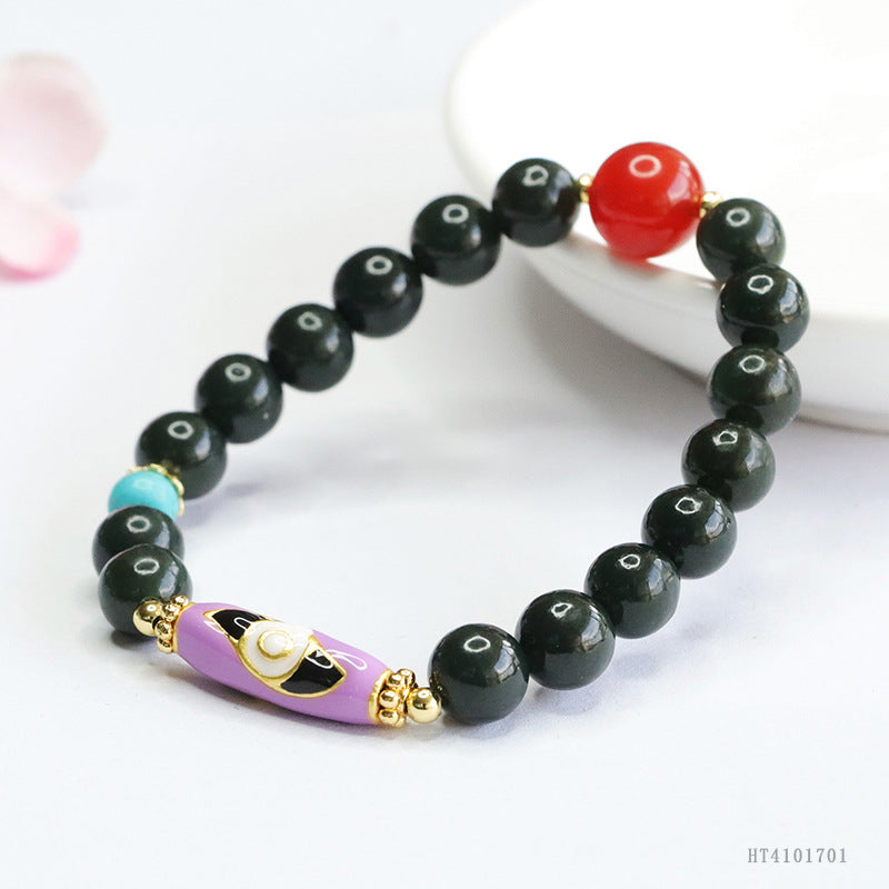 Taqing Hetian Jade & Red Agate Bracelet