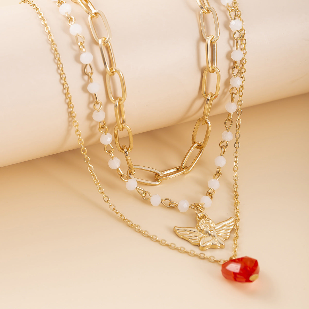 Heavenly Angel Heart Necklace Embellished with Crystal Details