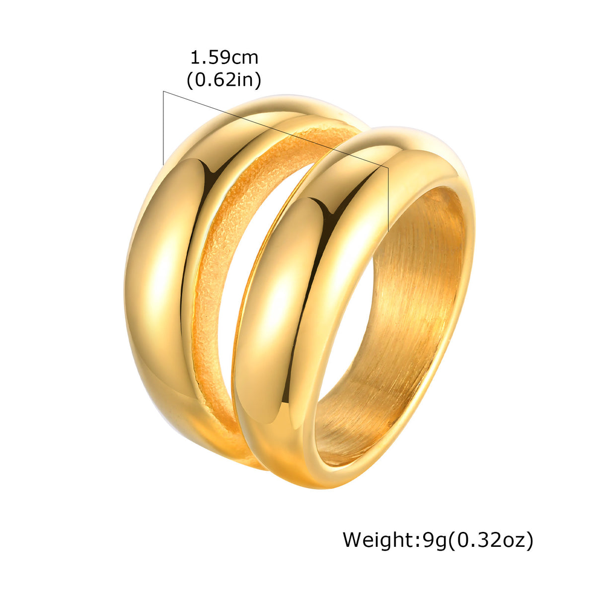 Stainless Steel Smooth Geometric Gold Ring Women