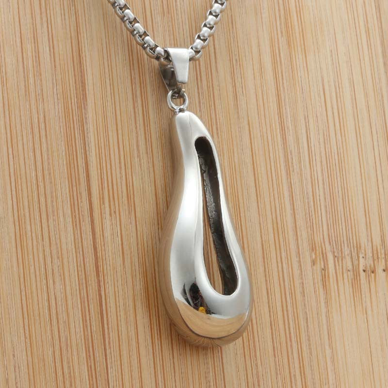 Punk-Inspired Hollow Eggplant Pendant Necklace for Men in Titanium Steel