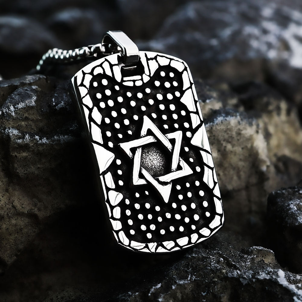 Punk Hexagram Necklace Titanium Steel for Men Tarot Inspired Bold Streetwear by Planderful