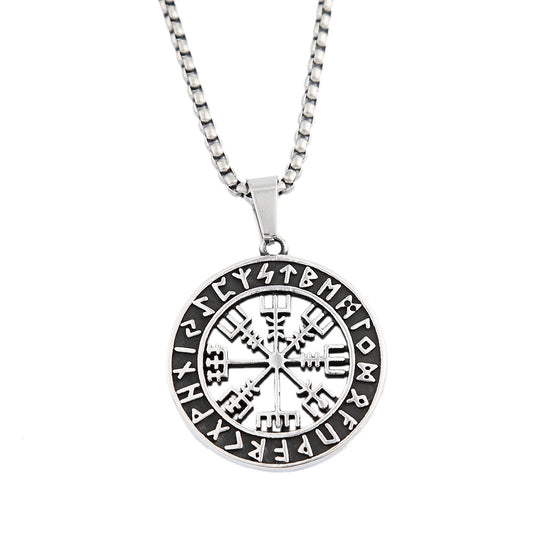 Viking Compass Stainless Steel Men's Pendant Necklace