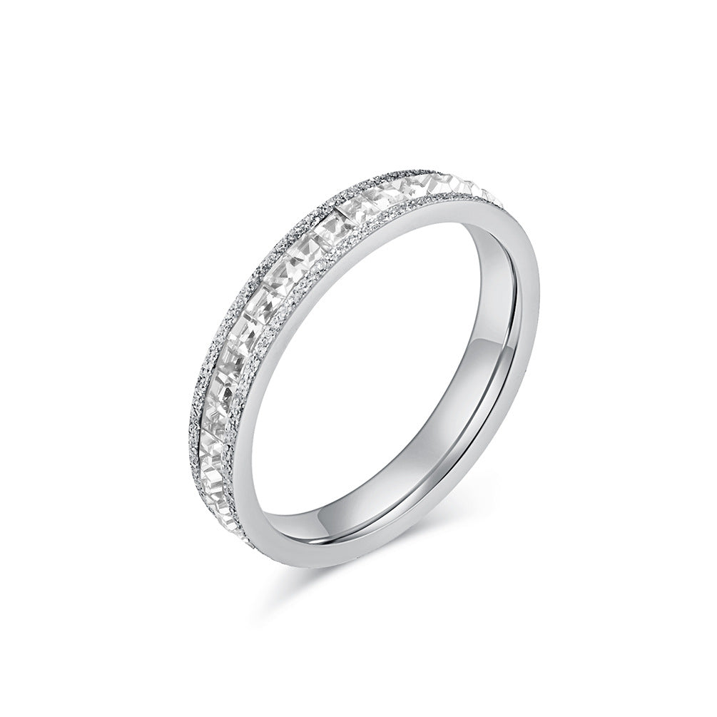 Planderful Korean Style Zircon Ring Gold Plated Titanium Steel For Women Luxurious Everyday Genie Jewelry
