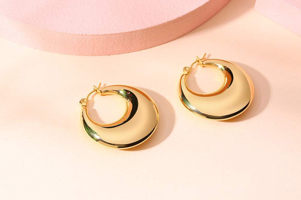 Fashion Trend Jewelry Hollow Earrings Titanium Steel 18K Gold