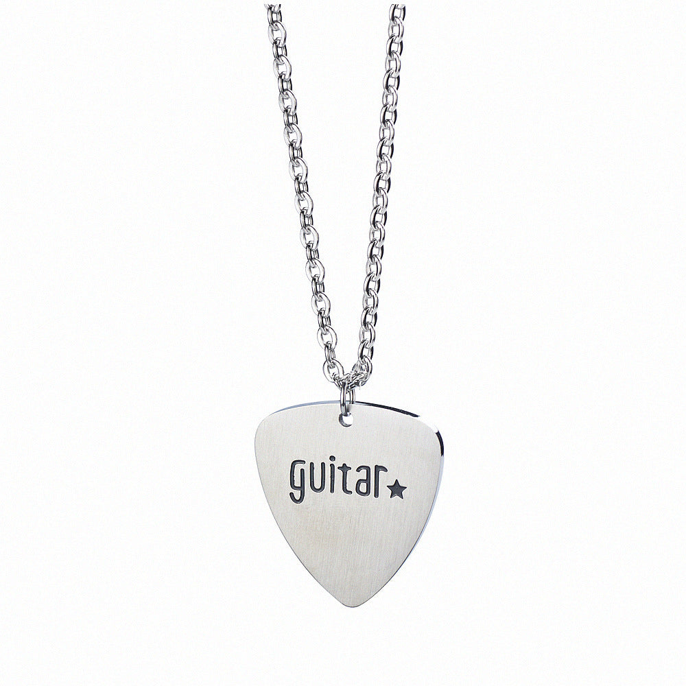 Planderful Jewelry Guitar Pick Steel Necklace