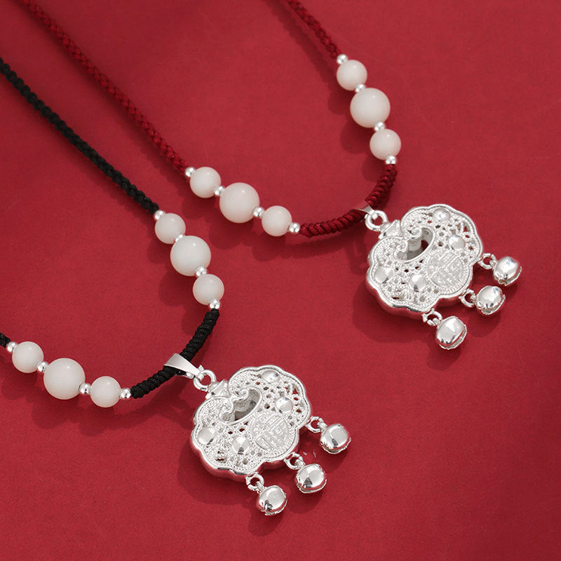 Red Cord Bodhi Ruyi Lock Necklace