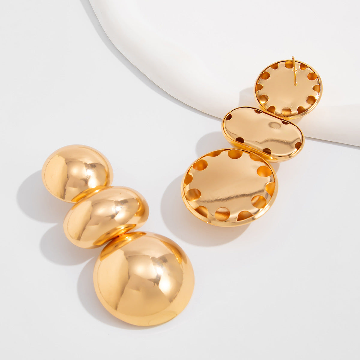 Planderful Vienna Verve Geometric Statement Earrings for Women Irregular Pleated Metal Jewelry